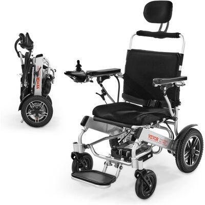 VEVOR - Electric Wheelchair for Adults, 300lbs Capacity with Adjustable Backrest, Foldable Lightweight Motorized Wheelchair - Silver VEVOR - Electric Wheelchair for Adults, 300lbs Capacity with Adjustable Backrest, Foldable Lightweight Motorized Wheelchair - Silver