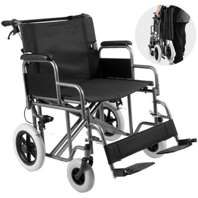 VEVOR - Wheelchair, Carbon Steel Transport Chair for Adults, Foldable Wheelchair with Detachable Armrest, Self-locking Brake - Black VEVOR - Wheelchair, Carbon Steel Transport Chair for Adults, Foldable Wheelchair with Detachable Armrest, Self-locking Brake - Black
