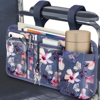 Kitcheniva - Wheelchair Armrest Accessories Pouch Side Storage Bag With Cup Holder - Blooming Hibiscus Kitcheniva - Wheelchair Armrest Accessories Pouch Side Storage Bag With Cup Holder - Blooming Hibiscus