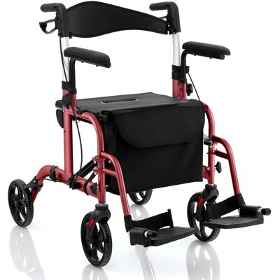 Costway - Folding Rollator Walker with Seat & 8" Wheels Supports up to 300 lbs - Red Costway - Folding Rollator Walker with Seat & 8" Wheels Supports up to 300 lbs - Red