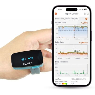 LOOKEE - LOOKEE® Ring Continuous Pulse Oximeter with Vibration Reminder for Low SpO2 & PR-Wearable Pulse Ox with Free APP Reports - Blue LOOKEE - LOOKEE® Ring Continuous Pulse Oximeter with Vibration Reminder for Low SpO2 & PR-Wearable Pulse Ox with Free APP Reports - Blue