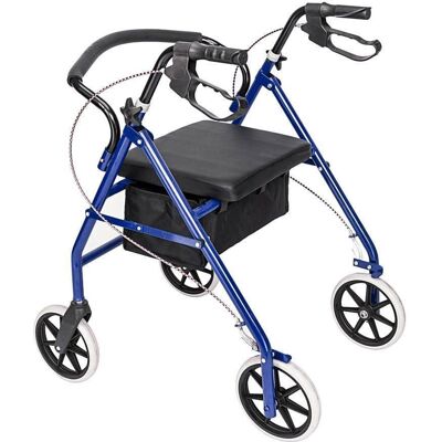 Winado - Foldable Rollator Walker Mobility Rollator with Seat, 8" Wheels, Adjustable Height, Removable Backrest, 286lbs Capacity - Black & Blue Winado - Foldable Rollator Walker Mobility Rollator with Seat, 8" Wheels, Adjustable Height, Removable Backrest, 286lbs Capacity - Black & Blue