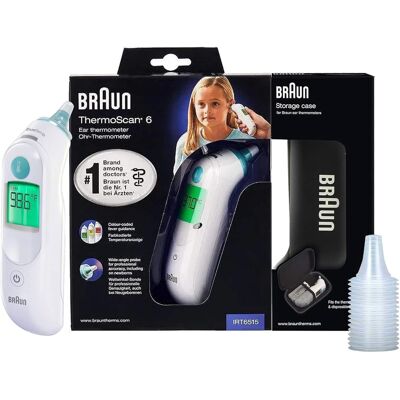 Braun - ThermoScan 6 Digital Ear Thermometer with Color-Coded Display, IRT6515 - White Braun - ThermoScan 6 Digital Ear Thermometer with Color-Coded Display, IRT6515 - White