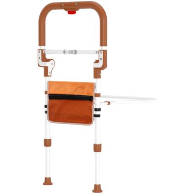 Topteng - Foldable Bed Assist Rail with Storage Pouch - Height Adjustable, Non-Slip Grip, Supports 350 lbs, Fits All Bed Sizes - Brown Topteng - Foldable Bed Assist Rail with Storage Pouch - Height Adjustable, Non-Slip Grip, Supports 350 lbs, Fits All Bed Sizes - Brown