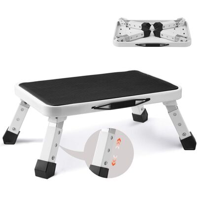 VEVOR - Step Stool 1-Step 330lbs Capacity, Folding Steel Step Ladder 3 Adjustable Height - White,Black VEVOR - Step Stool 1-Step 330lbs Capacity, Folding Steel Step Ladder 3 Adjustable Height - White,Black