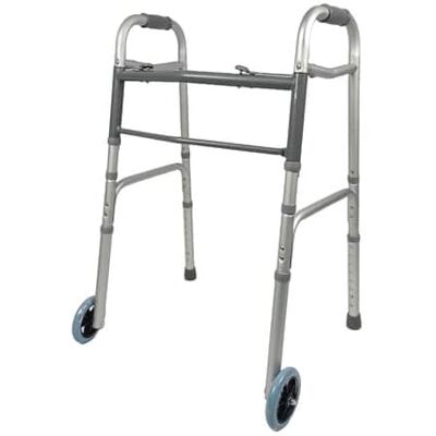 iLIVING - ILG-670 Foldable Rolling Walker - Front Wheels, Adjustable Height, 2-Button Fold, Lightweight Stand-Assist Mobility Aid - Silver & Gray iLIVING - ILG-670 Foldable Rolling Walker - Front Wheels, Adjustable Height, 2-Button Fold, Lightweight Stand-Assist Mobility Aid - Silver & Gray
