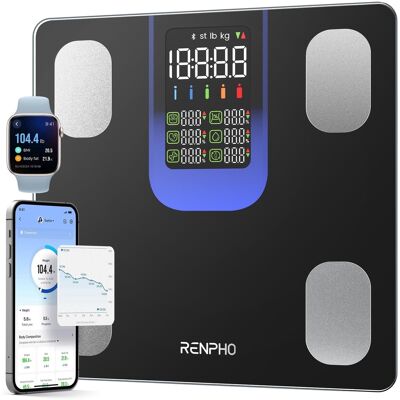Renpho - Smart Scale for Body Weight, Weight Scale with 7-in-1 Large Display for BMI - Blue Renpho - Smart Scale for Body Weight, Weight Scale with 7-in-1 Large Display for BMI - Blue
