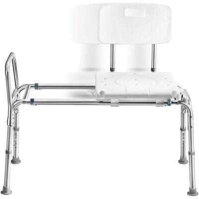 Medical King - Sliding Shower Transfer Bench for Bathtub, Adjustable Height Shower Chair for Elderly and Disabled,Up to 400 lbs - White Medical King - Sliding Shower Transfer Bench for Bathtub, Adjustable Height Shower Chair for Elderly and Disabled,Up to 400 lbs - White