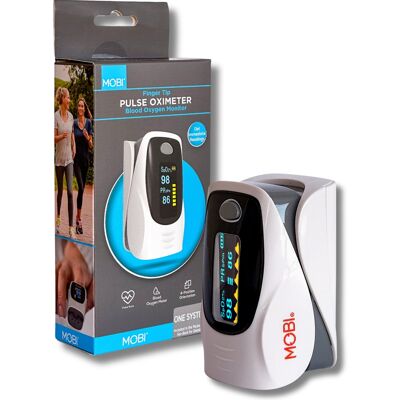 MOBI - Fingertip Pulse Oximeter Heart Rate & Oxygen Level Monitor - White MOBI - Fingertip Pulse Oximeter Heart Rate & Oxygen Level Monitor - White