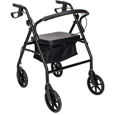 Winado - Foldable Rollator Walker Mobility Rollator with Seat, 8" Wheels, Adjustable Height, Removable Backrest, 286lbs Capacity - Black Winado - Foldable Rollator Walker Mobility Rollator with Seat, 8" Wheels, Adjustable Height, Removable Backrest, 286lbs Capacity - Black