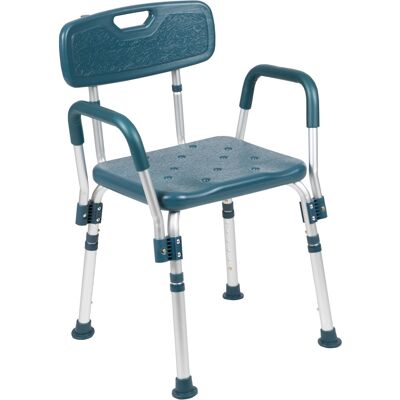 Emma + Oliver - 300 Lb. Capacity Quick Release Back & Arm Shower Chair - Navy Emma + Oliver - 300 Lb. Capacity Quick Release Back & Arm Shower Chair - Navy