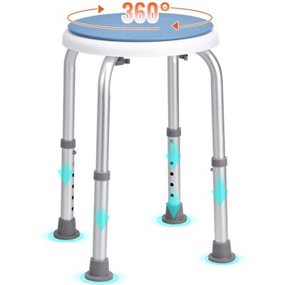 VEVOR - Shower Chair for Inside Shower, 360 Degree Swivel Shower Seat, Adjustable Height Shower Stool - Silver;White VEVOR - Shower Chair for Inside Shower, 360 Degree Swivel Shower Seat, Adjustable Height Shower Stool - Silver;White