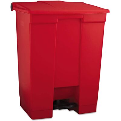 RubberMaid - Indoor Utility Step-On Waste Container, 18 gal, Plastic, Red RubberMaid - Indoor Utility Step-On Waste Container, 18 gal, Plastic, Red