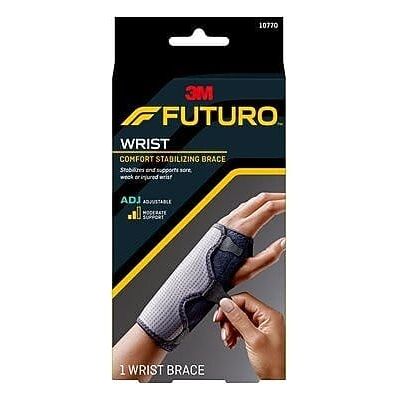 3M - FUTURO Reversible Splint Wrist Brace, Adjustable/Gray - Black 3M - FUTURO Reversible Splint Wrist Brace, Adjustable/Gray - Black