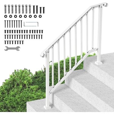 VEVOR - Handrails for Outdoor Steps, 3-4 Step Stair Hand Rail Kit, Transitional Carbon Steel Railings with Installation Kit - White VEVOR - Handrails for Outdoor Steps, 3-4 Step Stair Hand Rail Kit, Transitional Carbon Steel Railings with Installation Kit - White