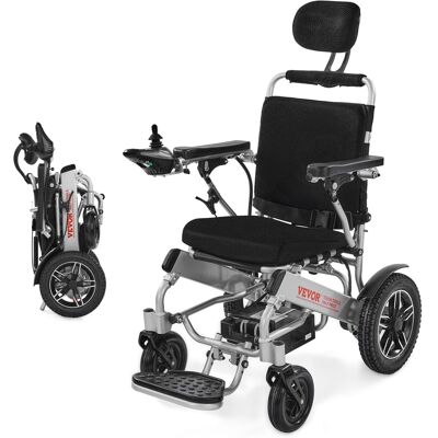 VEVOR - Electric Wheelchair for Adults, 300lbs Capacity with Adjustable Backrest, Foldable & Lightweight Motorized Wheelchair - Silver VEVOR - Electric Wheelchair for Adults, 300lbs Capacity with Adjustable Backrest, Foldable & Lightweight Motorized Wheelchair - Silver