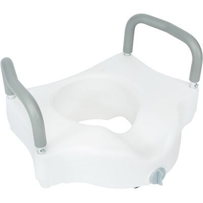 Emma + Oliver - Ramsey Elevated Toilet Seat for the Elderly with Height Adjustable Foam Wrapped Handles and Locking Safety Mechanism - White Emma + Oliver - Ramsey Elevated Toilet Seat for the Elderly with Height Adjustable Foam Wrapped Handles and Locking Safety Mechanism - White