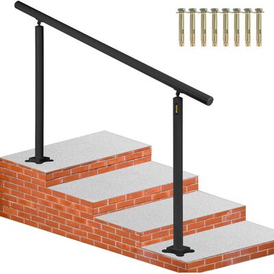 VEVOR - Outdoor Stair Railing Kit, 5 FT Handrails 0-5 Steps, Adjustable Angle Aluminum Stair Hand Rail for The Elderly - Black VEVOR - Outdoor Stair Railing Kit, 5 FT Handrails 0-5 Steps, Adjustable Angle Aluminum Stair Hand Rail for The Elderly - Black
