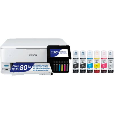 Epson - EcoTank Photo ET-8500 Wireless Color All-in-One Supertank Printer - White Epson - EcoTank Photo ET-8500 Wireless Color All-in-One Supertank Printer - White