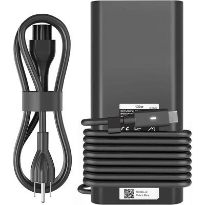 130W USB-C Laptop Charger for Dell XPS 15/17, Precision & Latitude Series with Power Cord - Black 130W USB-C Laptop Charger for Dell XPS 15/17, Precision & Latitude Series with Power Cord - Black
