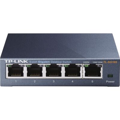 TP-Link - 5-Port 10/100/1000 Mbps Gigabit Ethernet Metal Switch - Black TP-Link - 5-Port 10/100/1000 Mbps Gigabit Ethernet Metal Switch - Black