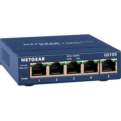 Netgear - 5-Port 10/100/1000 Gigabit Ethernet Unmanaged Switch - Blue Netgear - 5-Port 10/100/1000 Gigabit Ethernet Unmanaged Switch - Blue