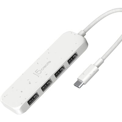 j5create - Eco-Friendly USB-C to 4-Port Type-A Gen 2 Hub - Pure White j5create - Eco-Friendly USB-C to 4-Port Type-A Gen 2 Hub - Pure White