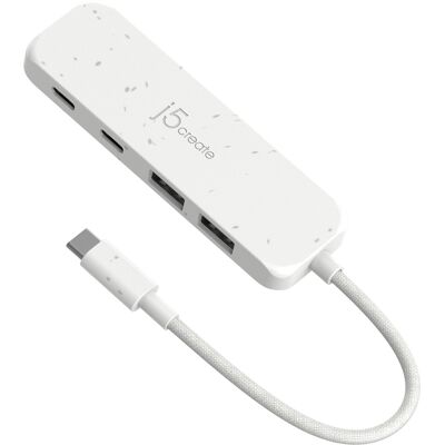 j5create - Eco-Friendly USB-C to Type-C & Type-A Gen2 4 Port Hub - White j5create - Eco-Friendly USB-C to Type-C & Type-A Gen2 4 Port Hub - White