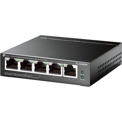 TP-Link - 5-Port Gigabit (10/100/1000Mbps) Desktop Unmanaged PoE Switch - Black TP-Link - 5-Port Gigabit (10/100/1000Mbps) Desktop Unmanaged PoE Switch - Black