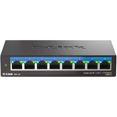 D-Link - 8-Port 2.5Gb Unmanaged Multi-Gig Network Switch, 8 x 2.5G Ports Fanless Plug & Play (DMS-108) - Black D-Link - 8-Port 2.5Gb Unmanaged Multi-Gig Network Switch, 8 x 2.5G Ports Fanless Plug & Play (DMS-108) - Black