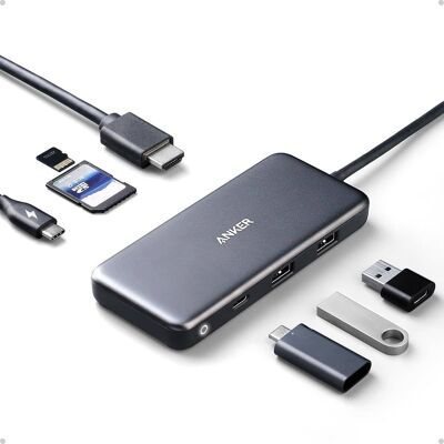 Anker - USB C Hub, 7in1 Multi-Port USBC Hub - Gray Anker - USB C Hub, 7in1 Multi-Port USBC Hub - Gray
