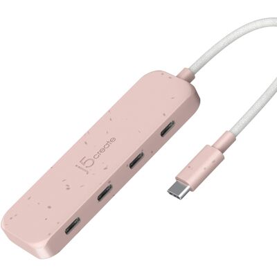 j5create - Eco-Friendly USB-C to 4-Port Type-C Gen 2 Hub - Misty Rose j5create - Eco-Friendly USB-C to 4-Port Type-C Gen 2 Hub - Misty Rose