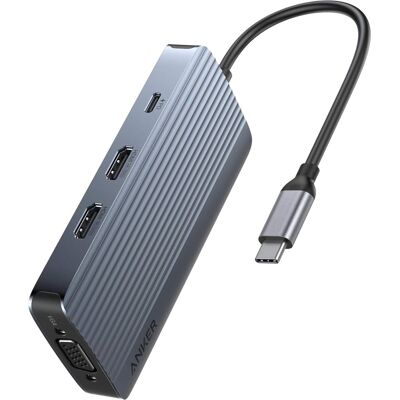 Anker - 8-in-1 USB-C Hub USB C Docking Station Triple Display Multi-Port Dongle - Gray Anker - 8-in-1 USB-C Hub USB C Docking Station Triple Display Multi-Port Dongle - Gray