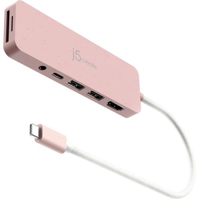j5create - USB-C Multi-Port Hub with Power Delivery - Rose j5create - USB-C Multi-Port Hub with Power Delivery - Rose