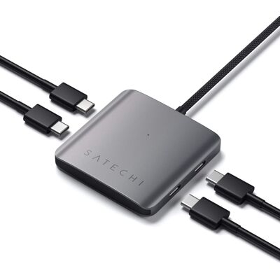 Satechi - 4-Port USB-C Hub 4-in-1 with 100W Power Delivery & 10Gbps USB 3.2 for MacBook, iPad, Surface & More - Space Gray Satechi - 4-Port USB-C Hub 4-in-1 with 100W Power Delivery & 10Gbps USB 3.2 for MacBook, iPad, Surface & More - Space Gray