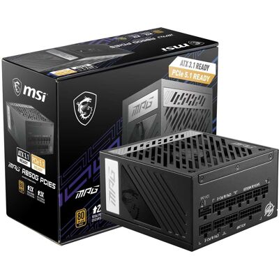 MSI - MPG A850G PCIE 5 - Full Modular – 80 Plus Gold 850W - 100% Japanese 105°C Capacitors – ATX 3.1 Gaming Power Supply - Black MSI - MPG A850G PCIE 5 - Full Modular – 80 Plus Gold 850W - 100% Japanese 105°C Capacitors – ATX 3.1 Gaming Power Supply - Black