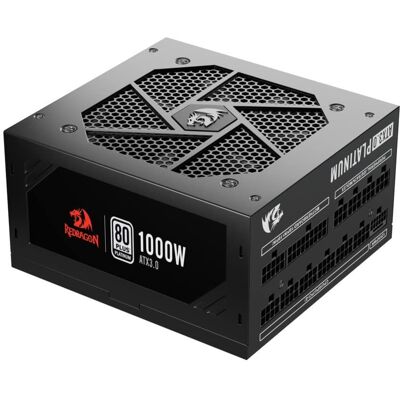 REDRAGON - GC-PS017 80+ Platinum 1000 Watt ATX 3.0 Fully Modular Power Supply Includes a FREE 12VHPWR Cable - Black REDRAGON - GC-PS017 80+ Platinum 1000 Watt ATX 3.0 Fully Modular Power Supply Includes a FREE 12VHPWR Cable - Black