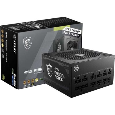 MSI - MAG A850GL PCIE5 850W Full Modular ATX 3.1 Ready 80 Plus Gold Power Supply - Black MSI - MAG A850GL PCIE5 850W Full Modular ATX 3.1 Ready 80 Plus Gold Power Supply - Black