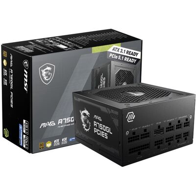 MSI - MAG A750GL PCIE 5 750W ATX 3.1 Full Modular 80 Plus Gold Gaming Power Supply - Black MSI - MAG A750GL PCIE 5 750W ATX 3.1 Full Modular 80 Plus Gold Gaming Power Supply - Black