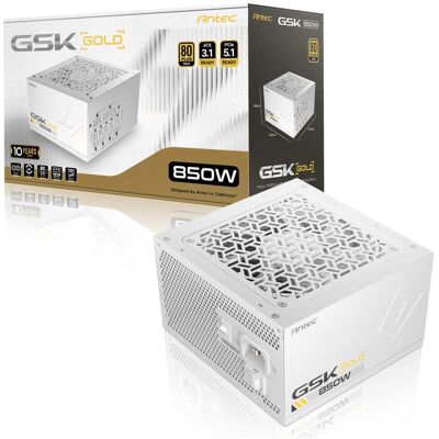 Antec - GSK850 V2 ATX3.1, 750W Full Modular PSU, 80 PLUS Gold Certified, PCIE 5.1 Support, PhaseWave Design - White Antec - GSK850 V2 ATX3.1, 750W Full Modular PSU, 80 PLUS Gold Certified, PCIE 5.1 Support, PhaseWave Design - White