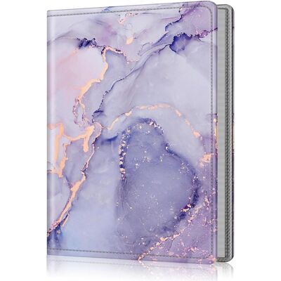 Kitcheniva - Portable Leather Wallet Photo Album 52 Photo Mini Capacity For 5x7 Photo - Lilac Marble Kitcheniva - Portable Leather Wallet Photo Album 52 Photo Mini Capacity For 5x7 Photo - Lilac Marble