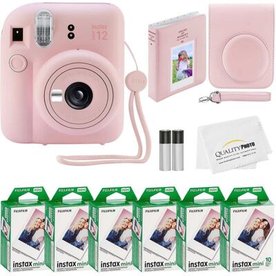 Fuji - Instax Mini 12 Instant Camera 60 Photo Prints Quality Photo Value Bundle Case Decoration Stickers Frames Photo Album - Blossom Pink Fuji - Instax Mini 12 Instant Camera 60 Photo Prints Quality Photo Value Bundle Case Decoration Stickers Frames Photo Album - Blossom Pink