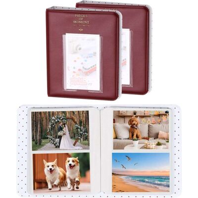 Unique Bargains - 2pcs Small Photo Album, 4x6 Inch Pockets Book with 16 Pages Holds 64 3-inch Photos for Fujifilm Travel - Dark Red Unique Bargains - 2pcs Small Photo Album, 4x6 Inch Pockets Book with 16 Pages Holds 64 3-inch Photos for Fujifilm Travel - Dark Red