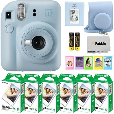 Fuji - Instax Mini 12 Bundle: 60 Sheets Film, Case, Strap & Photo Album - Pastel Blue Fuji - Instax Mini 12 Bundle: 60 Sheets Film, Case, Strap & Photo Album - Pastel Blue