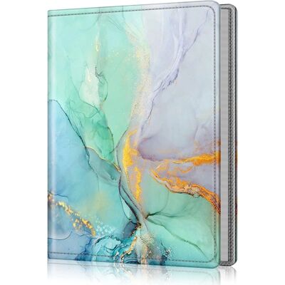 Kitcheniva - Portable Leather Wallet Photo Album 52 Photo Mini Capacity For 5x7 Photo - Emerald Marble Kitcheniva - Portable Leather Wallet Photo Album 52 Photo Mini Capacity For 5x7 Photo - Emerald Marble