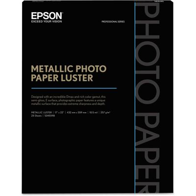 Epson - Professional Media Metallic Gloss Photo Paper 17 x 22 inches White - Pack of 25 Epson - Professional Media Metallic Gloss Photo Paper 17 x 22 inches White - Pack of 25