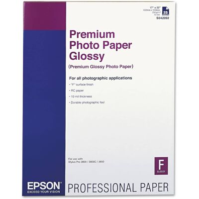 REMOVE - Epson Premium Photo Paper 17 x 22 inches High-Gloss White - Pack of 25 REMOVE - Epson Premium Photo Paper 17 x 22 inches High-Gloss White - Pack of 25