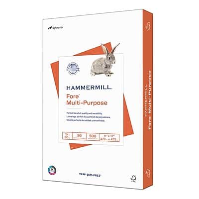 Hammermill - Fore 11" x 17" Multipurpose Paper, 24 lbs., 96 Brightness, 500 Sheets/Ream - White Hammermill - Fore 11" x 17" Multipurpose Paper, 24 lbs., 96 Brightness, 500 Sheets/Ream - White