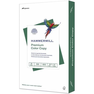 Hammermill - Premium Color Copy Print Paper, 100 Bright, 28 lb Bond Weight, 8.5 x 14, Photo White, 500 Sheets Hammermill - Premium Color Copy Print Paper, 100 Bright, 28 lb Bond Weight, 8.5 x 14, Photo White, 500 Sheets