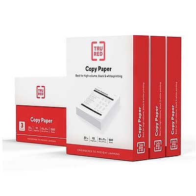 TRU RED - 8.5" x 11" Copy Paper, 20 lbs., 92 Brightness, 500 Sheets/Ream, 3 Reams/Carton - White TRU RED - 8.5" x 11" Copy Paper, 20 lbs., 92 Brightness, 500 Sheets/Ream, 3 Reams/Carton - White